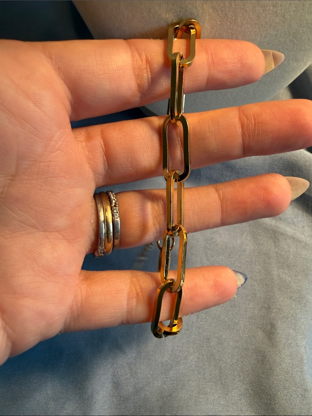Gold Paperclip Link Bracelet for Women